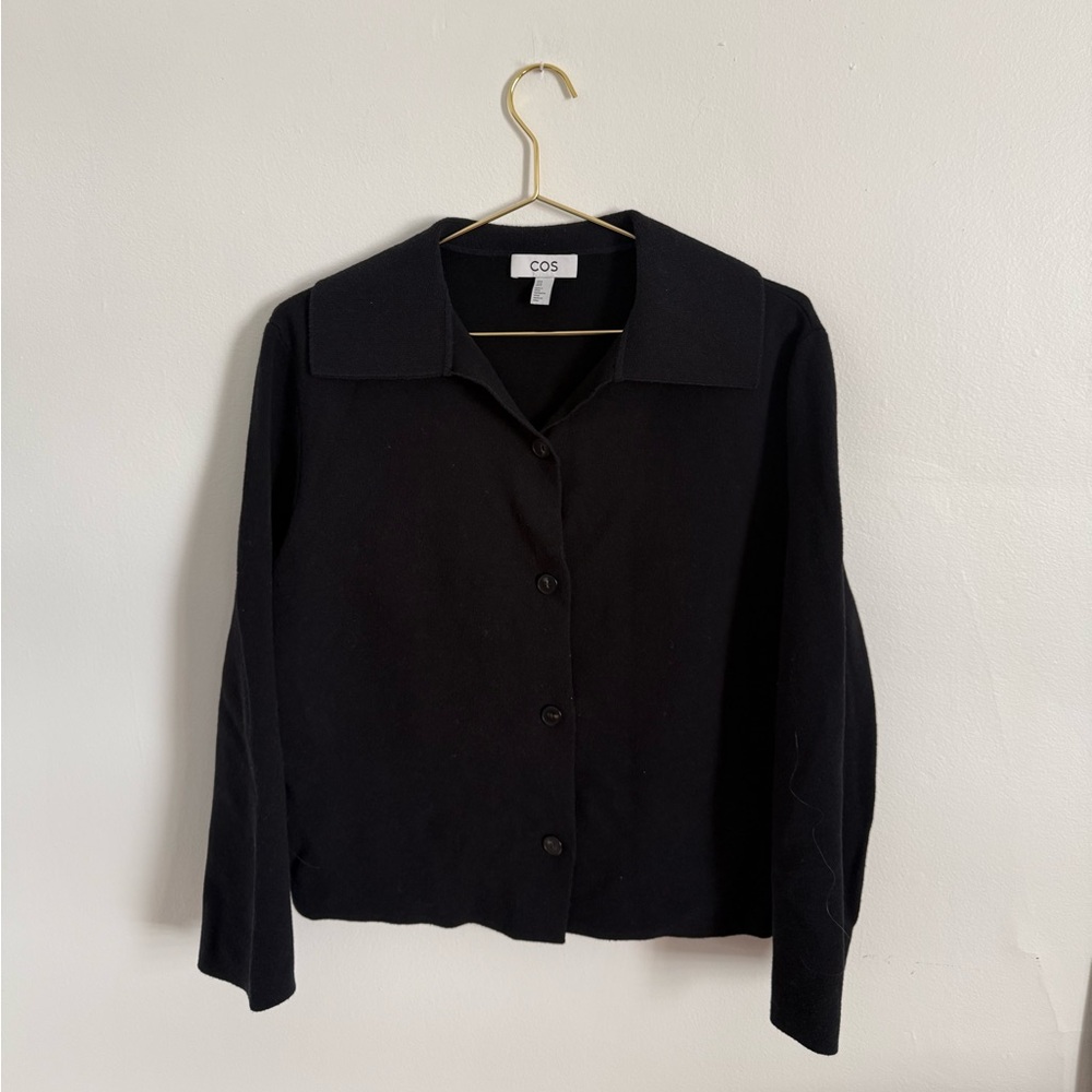 Black COS cardigan with oversized collar